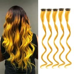 5 pcs/set 18 Inch Colored Clip In Hair Extensions Long Curly Synthetic Highlight Hairpieces Colorful Streak Hair For Women
