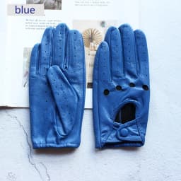 Women's Summer Full Finger Leather Gloves Breathable Single-Layer Sheepskin Fashionable Short Motorcycle Riding Gloves