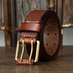 3.8cm Cowskin Genuine Leather Brass Copper Double Needle Pin Buckle Luxury Thick Retro High Quality Belt Men Jeans Designer Belt