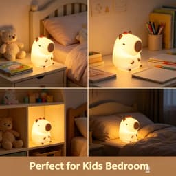 HPH Cute Capybara Night Light Novelty Dimmable Nursery Nightlight Rechargeable Touch Lamp Silicone Pat Lamp for Kids Room Decor