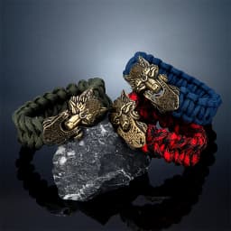 Vintage Vikings Wolf Survival Rope Bracelet for Men Bronze Stainless Steel Clasp Charm Norse Runes Handmade Male Women Jewelry