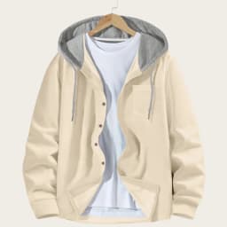 Korean Waffle Hooded Cardigans for Men Spring Autumn Contrast Color Single Breasted Hoodies Breathable Casual Lightweight Jacket