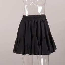 Talenza Women's White Mini Skirt A Line High Waist Sexy Cute Ruffle Retro Tennis Skirt Black Elastic Waist Skirt Summer Skirts