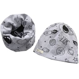Autumn Winter Cotton Knit Children's Hat Collar 2 Set Boys and Girls Hats Set Baby Solid Color Scarf Cap two-piece