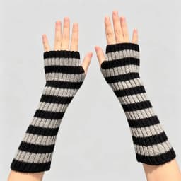 Christmas Red Striped Knitted Long Fingerless Arm Sleeves Women Winter Arm Warmer Harajuku Girls Y2K Fashion Half Finger Gloves