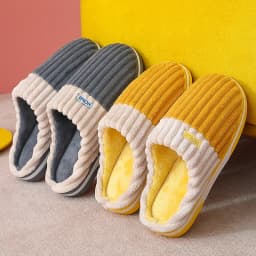 Shevalues Fur Plush Men Slippers Warm Fluffy House Slippers Men Winter Cotton Slippers Outdoor Anti-slip Fashion Fuzzy Slippers