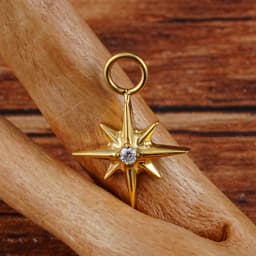 Right Grand ASTM F136 Titanium Starburst CZ North Star Charm Pendant for Ear Lobe Hoop Huggie Dangle Earrings