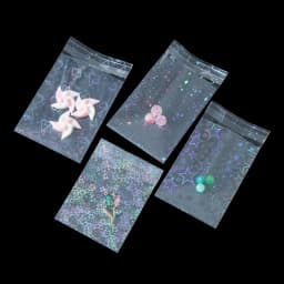 50pcs Holographic Shiny Transparent Plastic Bag Self Sealing Colorful Jewelry Bag for Necklace Bracelet Gift Packag Storage Bags