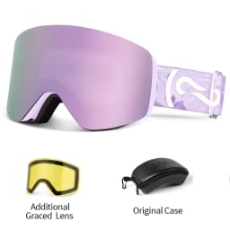 COPOZZ OTG Ski Goggle Snowboard Mask For Men Women Yellow Lens Case Eyewear Kit Cylindrical UV400 Protection Snow Glasses Adult