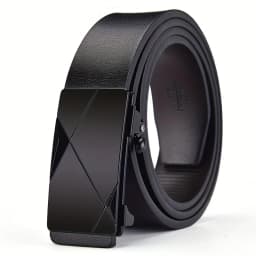DINISITON Men Leather Belt Black Metal Toothless Automatic Buckle Business Casual PU Leather Men's Fashion High Quality Belt