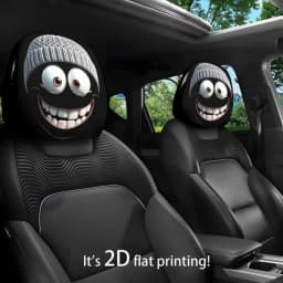 Universal Funny Emoji Meme Car Print Headrest Pillow Cover - Fun Quirky Car Headrest Accessory