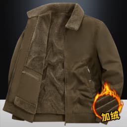 Men Fleece Lined Bomber Jacket Men Loose Thick Warm New Coat Men Plus Size Reversible Fur Collar Cotton Outwear Autumn Parkas