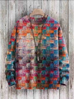 Vintage Art Printed Casual Knit Pullover Sweater Women For Men Sweater