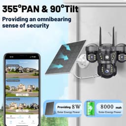 V380 Pro 15MP Solar Camera Three Lens Audio Outdoor IP66 Waterproof Built-in Battery Security CCTV HD 4G SIM Card Network Camera