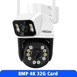 8MP 4K Wifi Camera PTZ Dual Screen AI Human Detection Auto Tracking Outdoor ONVIF CCTV Security Surveillance Camera ICSee