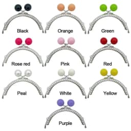 8.5/10.5cm Candy Color Beads Silver Metal Purse Frame Handle for Clutch Bag Handbag Accessories Making Kiss Clasp Lock