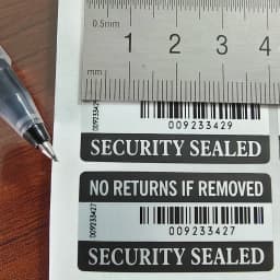 100pcs 40x20mm WARRANTY VOID IF REMOVED SECURITY SEALED BAR-CODE Vinyl Label Double Serial Numbers Sticker Tamper Evident