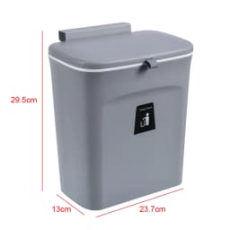 9L Hanging Trash Can Sliding Lid Trash Can Wall-mounted Garbage Basket Cabinet Dustbin for Home Kitchen Bedroom