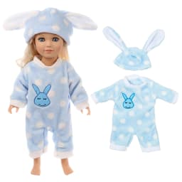 Bunny Plush Romper Set for 16-18 Inch Reborn Dolls Cute Rabbit Hat Doll Clothes Outfit Soft Pajamas Costume Doll Accessories