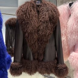 YOLOAgain Real Mongolia Sheep Fur Collar Real Leather Jacket Coat Women