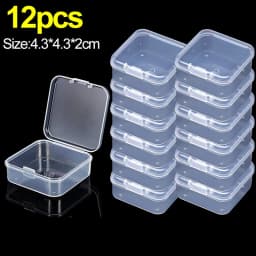 6/24PCS Mini Flip Cover Storage Box Transparent Square Plastic Boxes Pill Packaging Carrying Cease Jewelry Organizer Dustproof