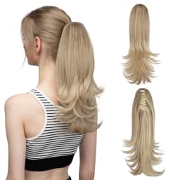 Synthetic Claw Clip In Ponytail Hair Extensions 14 Inch Wavy Hairpiece Fake Blonde Black Hair False Pigtail With Elastic Band