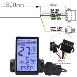 (Custom)UART2 Electric Bike Bicycle LCD Display Meter SM/Waterproof Connection Plug Ebike Intelligent Display