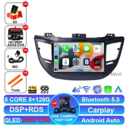 Android 15 Car Radio For Hyundai Tucson IX35 3 2015 2016 2017 2018 Multimedia Wireless Carplay Auto Qualcomm QLED Navigation DSP