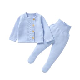 Infant Girls Clothes Sets Autumn Solid Long Sleeve Sweaters Cardigans+Pants Newborn Knitted Outfits 0-9m Toddler 2pcs Tracksuits