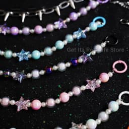 Italife Blue Chain Star Pearls Double Chains Ita bag Accessories Pink DIY Candy Shining Star Chain Anime ItaBag Decoration H335