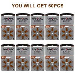 Hearing Aid Batteries A312 312A ZA312 312 PR41 RAYOVAC EXTRA 60 PCS Zinc Air Performance Hearing Aid Battery A312 Free Shipping