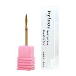 HYTOOS 2mm Long Flame Cuticle Clean Nail Drill Bit, Titanium Russian Diamond Nail Bits Dead Skin Nail Cleaner Accessories Tool
