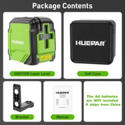 Huepar GK011DG 2 Lines Cross Line Laser Level Self-Leveling Horizontal & Vertical Level Germany Osram Green Beam With Bracket
