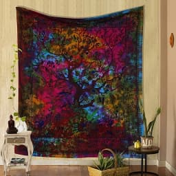Purple Tree Of Life Tapestry Wall Hanging For Bedroom, Cafe, Studio Decor - Psychedelic Boho Style Home Decoration