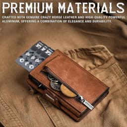 Pop-Up RFID Slim Card Holder Wallet for Men Minimalist Leather Credit Card Wallet with Cash Slot Coin Pocket EDC Travel Wallet