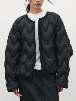 Janveny 2026 New Autumn Winter Lightweight Wave Quilted Puffer Jacket Women Loose Round Neck Short White Duck Down Coat Outwear