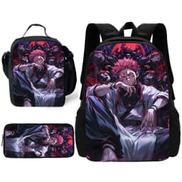 Anime J-JujutsuS K-KaisenS Child School Backpack with Lunch Bags ,Pencil Bags ,School Bags for Boys Girls Best Gift