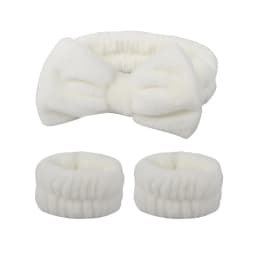 Flannel front bow elastic headband face wash and makeup headband waterproof wrist cover hair tie headband
