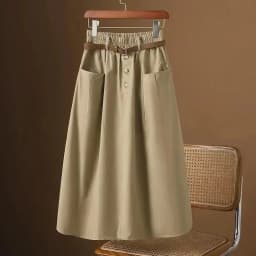 Korean version Summer High waisted Skirt 2026 New Female Solid color Loose Casual Workwear Pocket Half body A-line Skirts