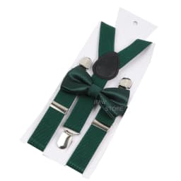Adjustable Elastic Leather Suspenders Bowtie Set Men Women Baby Blue Braces Straps For Wedding Y-Back Shirt Accessories Gift