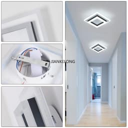 JIANKELONG Modern LED Square Ceiling Lamps 24W, Acrylic Ceiling Light for Bathroom, Hallway, Bedroom, Cool White Light 6500K