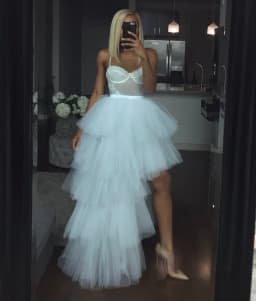 Lavender High Low Tulle Skirts 2024 High Street Custom Made Long Tiered Tulle Skirt Women To Party Female Maxi Tulle Skirt