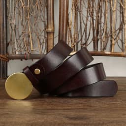 3.3 Wide Pure Cowhide Genuine Leather for Men's High Quality Jeans Smooth Round Buckle Brass Buckle Belts Cowboy Waistband Male