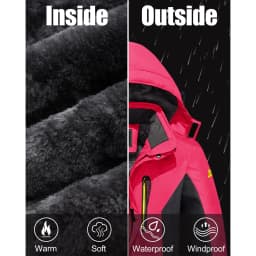 TACVASEN Womens Multi-pocket Ski Jacket with Detachable Hood Windproof Water-Resistant Fleece Lined Coat Wear-resistant Softshel