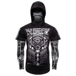 HKSH Spring Summer Elastic Hooded T-shirts Men's Tide Dark Ninja Sweatshirt Skull Mask Streetwear Fashion Print Chic Tops HK1826