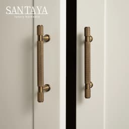 Santaya Solid Antique Brass Handles With Knurled Cross Pattern for Kitchen Cabinet T Bar Pull Bedroom Wardrobes and Drawer Knobs