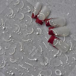 5D Relief Finely Crafted White Black Pink Lattice Lace Stripe Love Bow Adhesive Nail Art Stickers Decals Manicure Beauty Charms