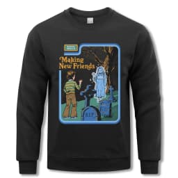 Making New Friends Sweatshirt Men Casual Fleece Pullovers Hip Hop O-Neck Long Sleeve Autumn Warm Unisex Vintage Loose Clothing