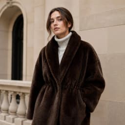 Women Faux Mink Fur Coats Solid Fur Jackets Cotton Linen Turn Down Collar Long Sleeves Single Breasted Cinched Waist 2026 Winter