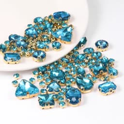 130pcs/lot Gold Claw Setting Glass Rhinestone Mixed Shape Sew On Crystal Stone Diamond for Wedding Dress Shoes Bags DIY Trim